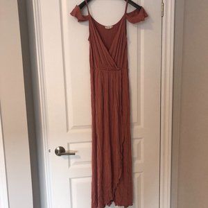 Rolla Costa | Peek-A-Boo Shoulder Rose Maxi Dress